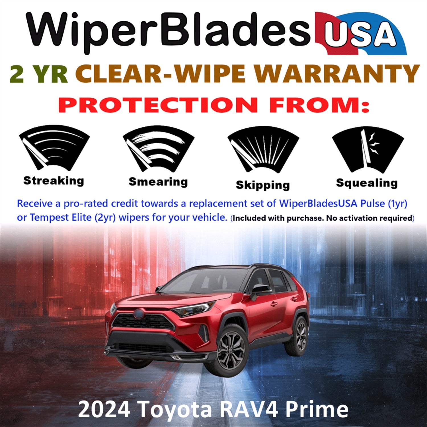 2024 Toyota RAV4 Prime Front Wiper blades Set  Includes 2yr Wear Warranty & Free Delivery