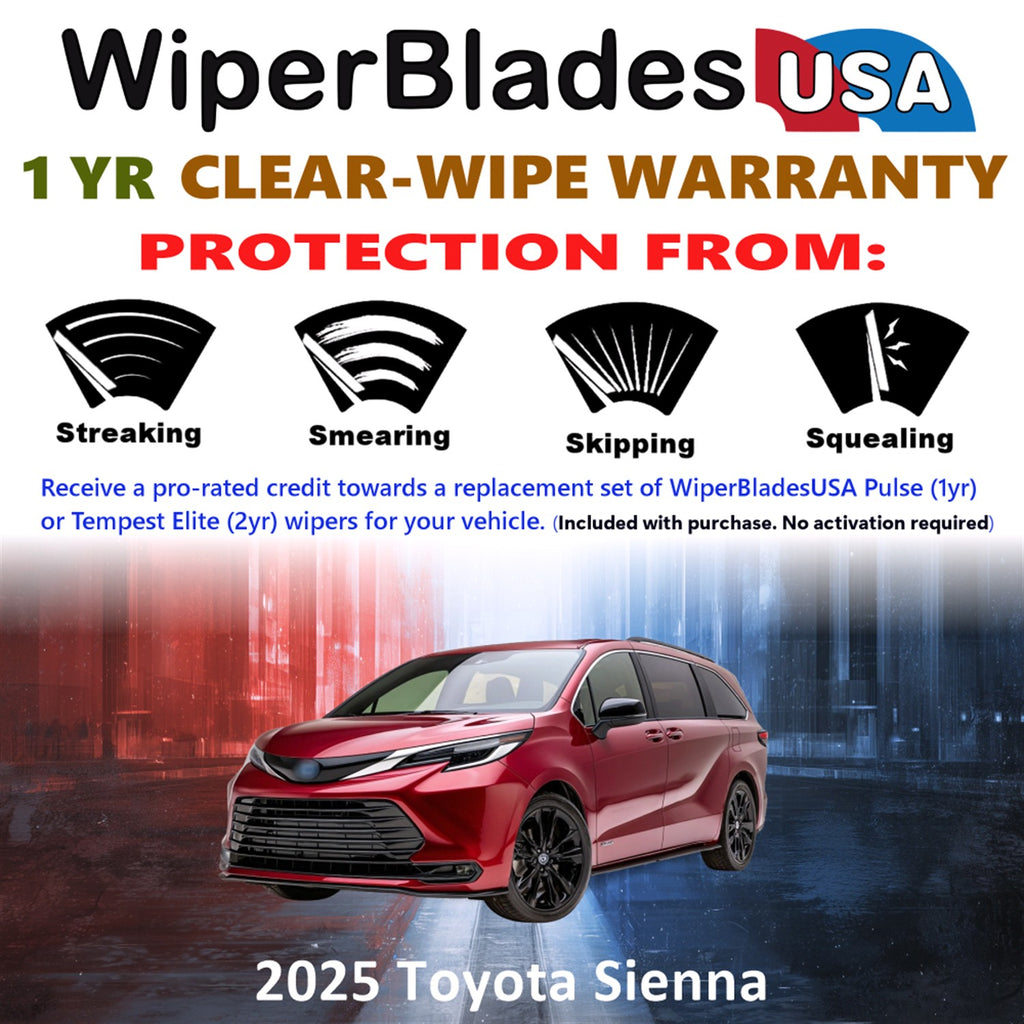 2025 Toyota Sienna Front Wiper blades Set Includes 1yr Wear Warranty & Free Delivery