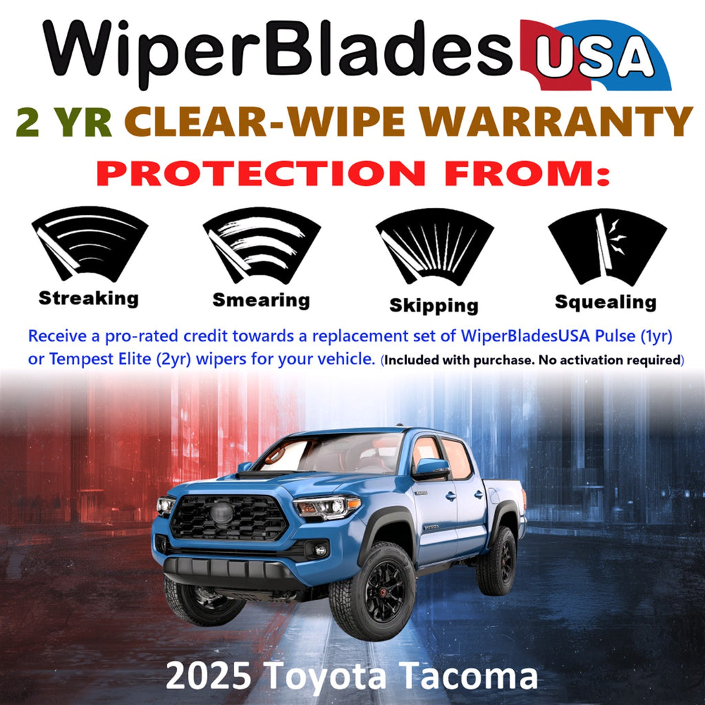 2025 Toyota Tacoma Front Wiper blades Set  Includes 2yr Wear Warranty & Free Delivery