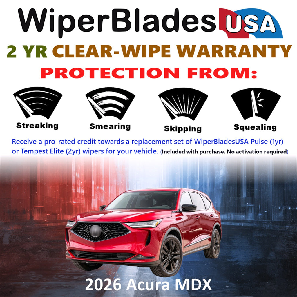 2026 Acura MDX Front Wiper blades Set  Includes 2yr Wear Warranty & Free Delivery