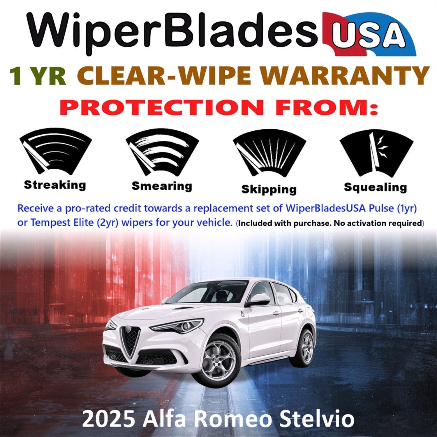 2025 Alfa Romeo Stelvio Front Wiper blades Set Includes 1yr Wear Warranty & Free Delivery