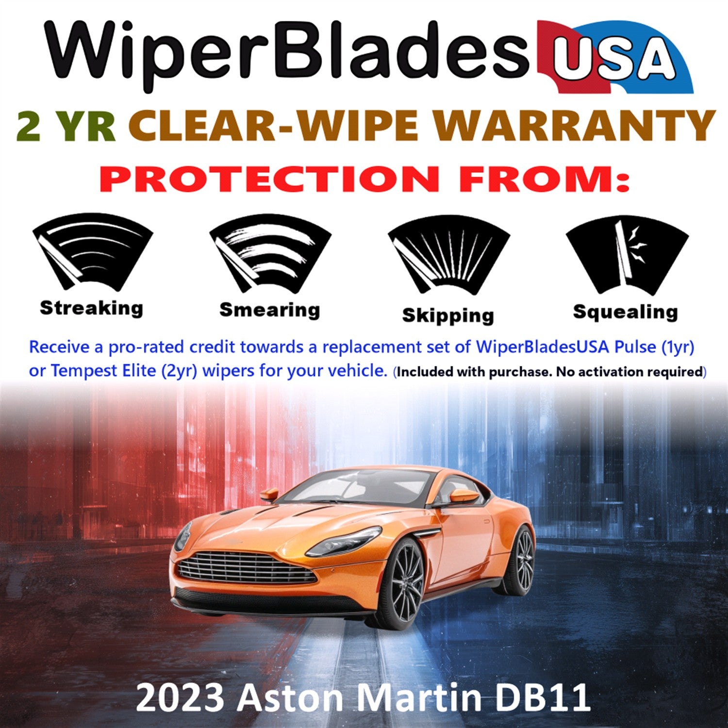 2023 Aston Martin DB11 Front Wiper blades Set  Includes 2yr Wear Warranty & Free Delivery