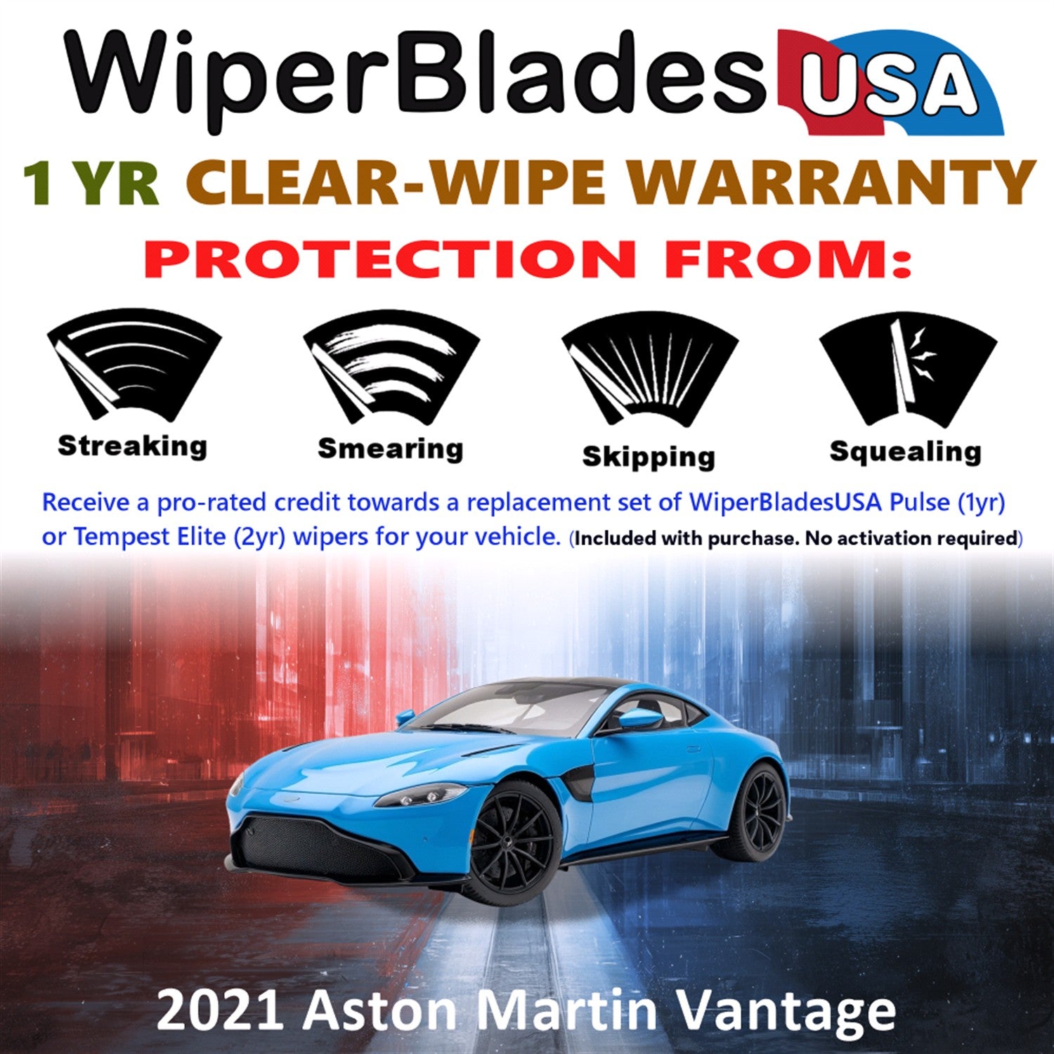2021 Aston Martin Vantage Front Wiper blades Set Includes 1yr Wear Warranty & Free Delivery