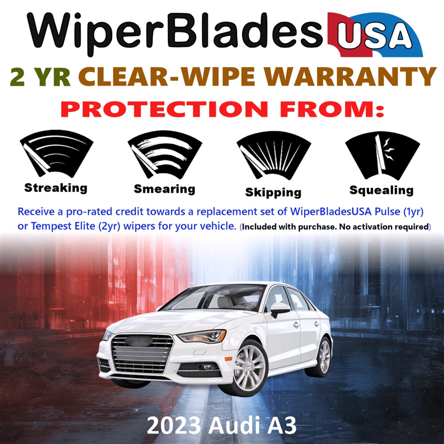 2023 Audi A3 Front Wiper blades Set  Includes 2yr Wear Warranty & Free Delivery