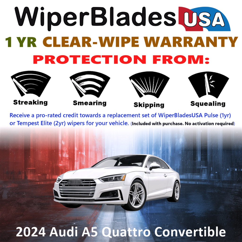 2024 Audi A5 Quattro Front Wiper blades Set Includes 1yr Wear Warranty & Free Delivery