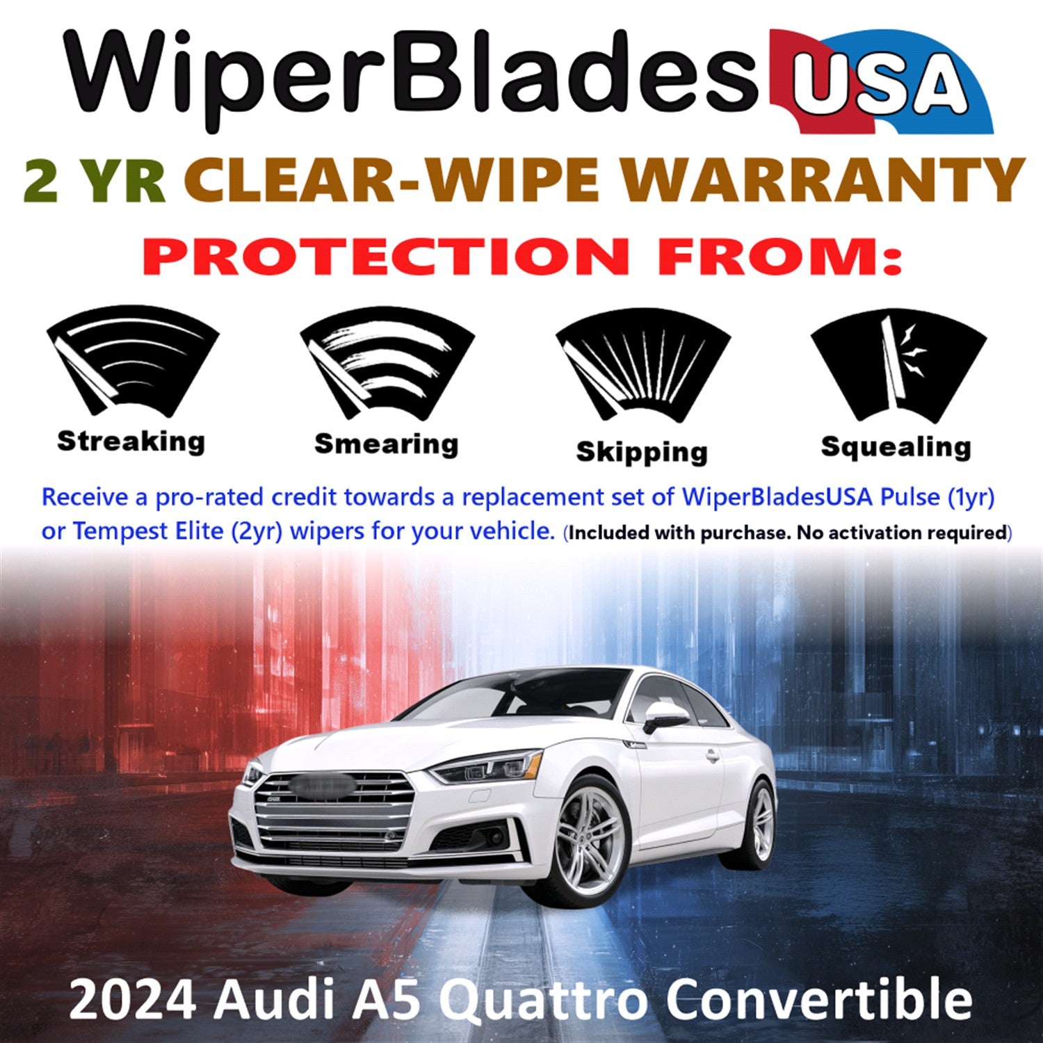 2024 Audi A5 Quattro Front Wiper blades Set  Includes 2yr Wear Warranty & Free Delivery