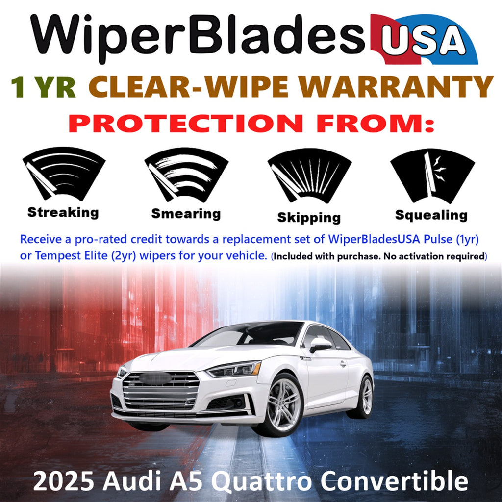2025 Audi A5 Quattro Front Wiper blades Set Includes 1yr Wear Warranty & Free Delivery