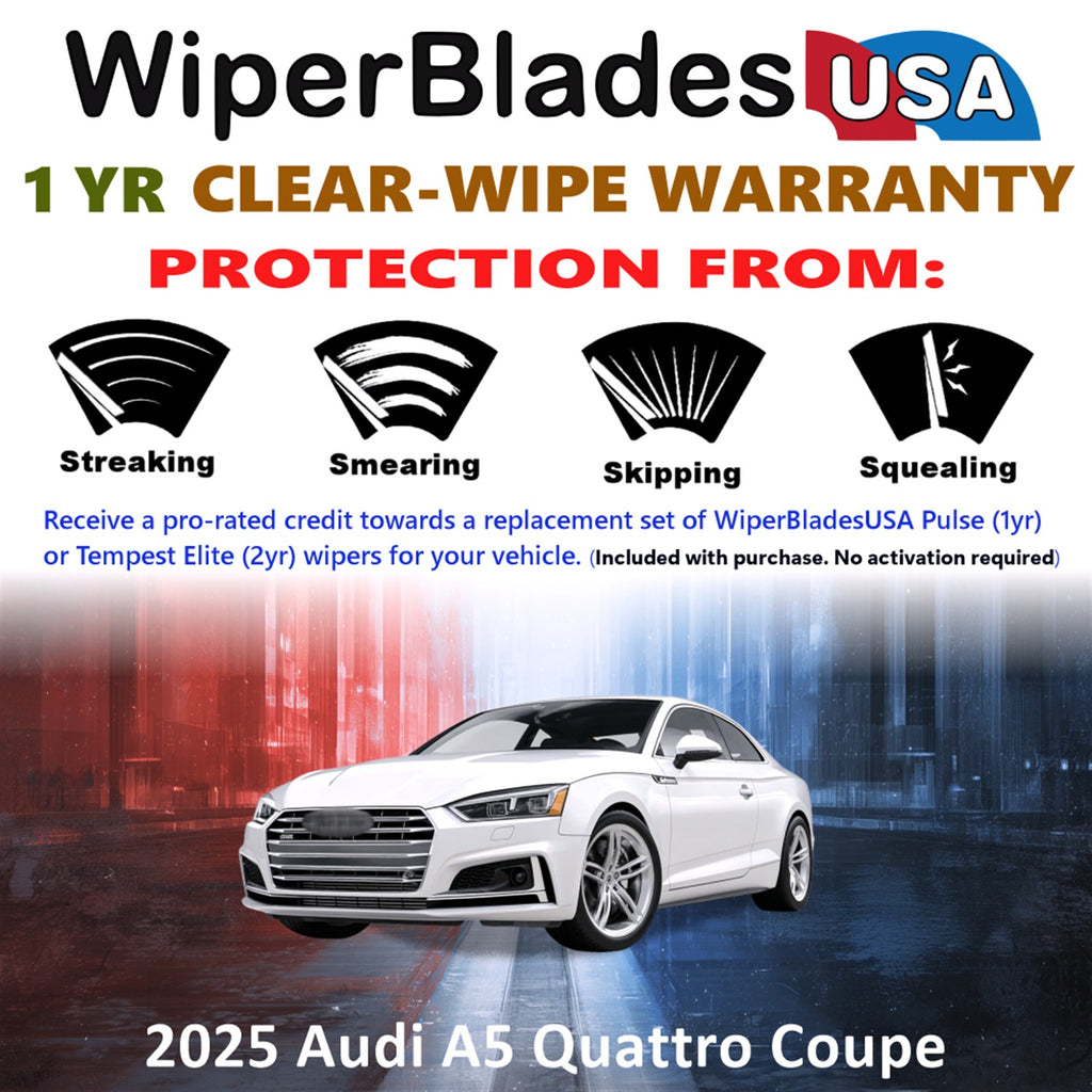 2025 Audi A5 Quattro Front Wiper blades Set Includes 1yr Wear Warranty & Free Delivery