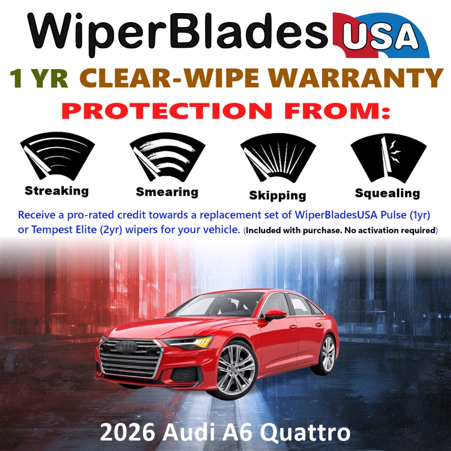 2026 Audi A6 Quattro Front Wiper blades Set Includes 1yr Wear Warranty & Free Delivery