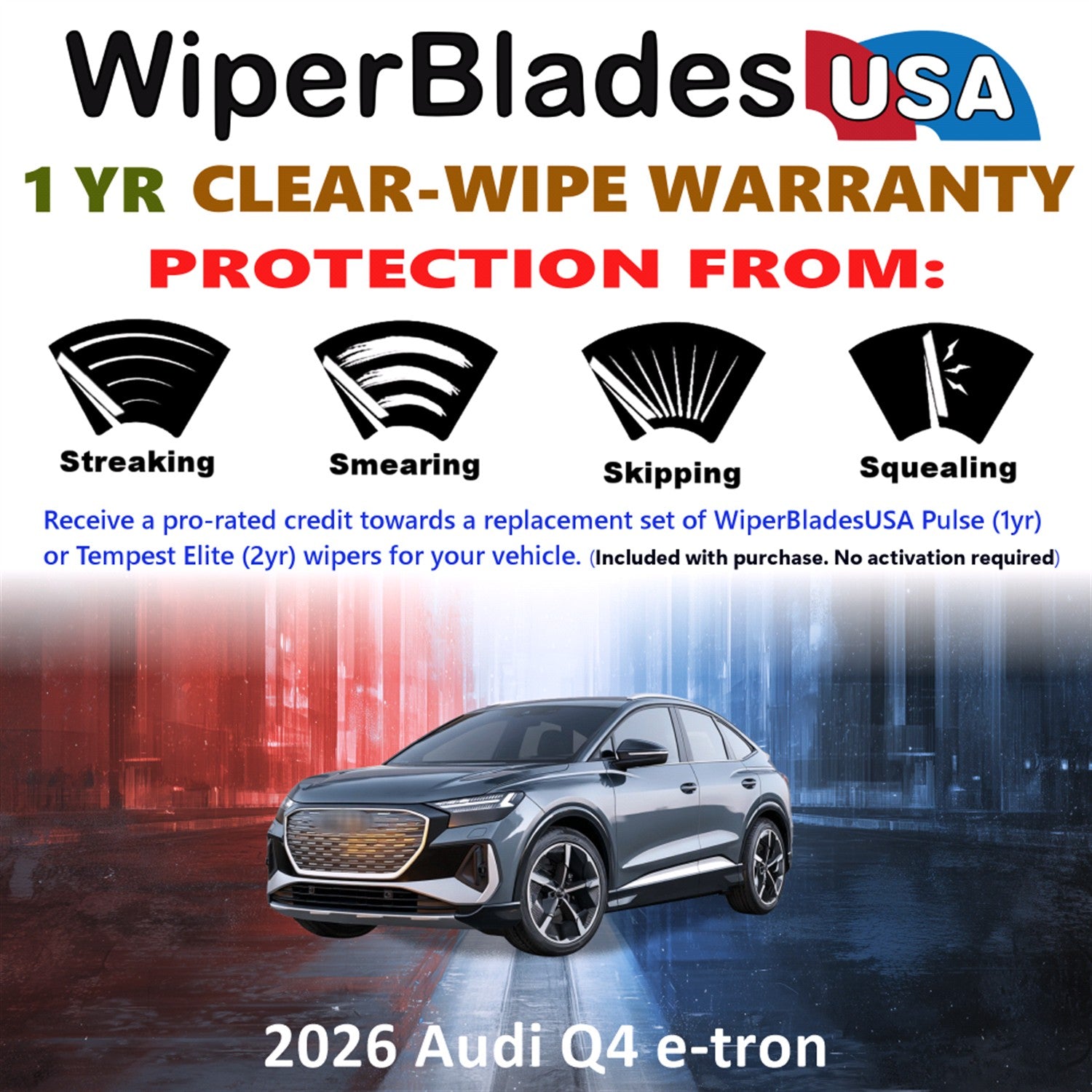 2026 Audi Q4 e-tron Front Wiper blades Set Includes 1yr Wear Warranty & Free Delivery