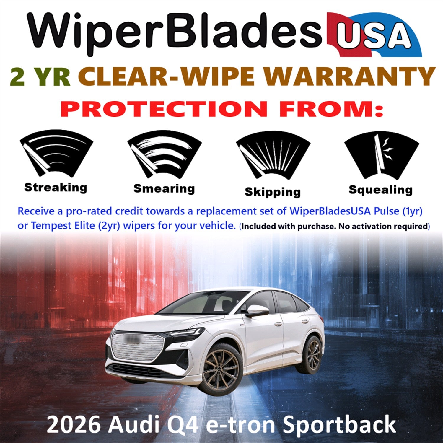 2026 Audi Q4 e-tron Sportback Front Wiper blades Set  Includes 2yr Wear Warranty & Free Delivery