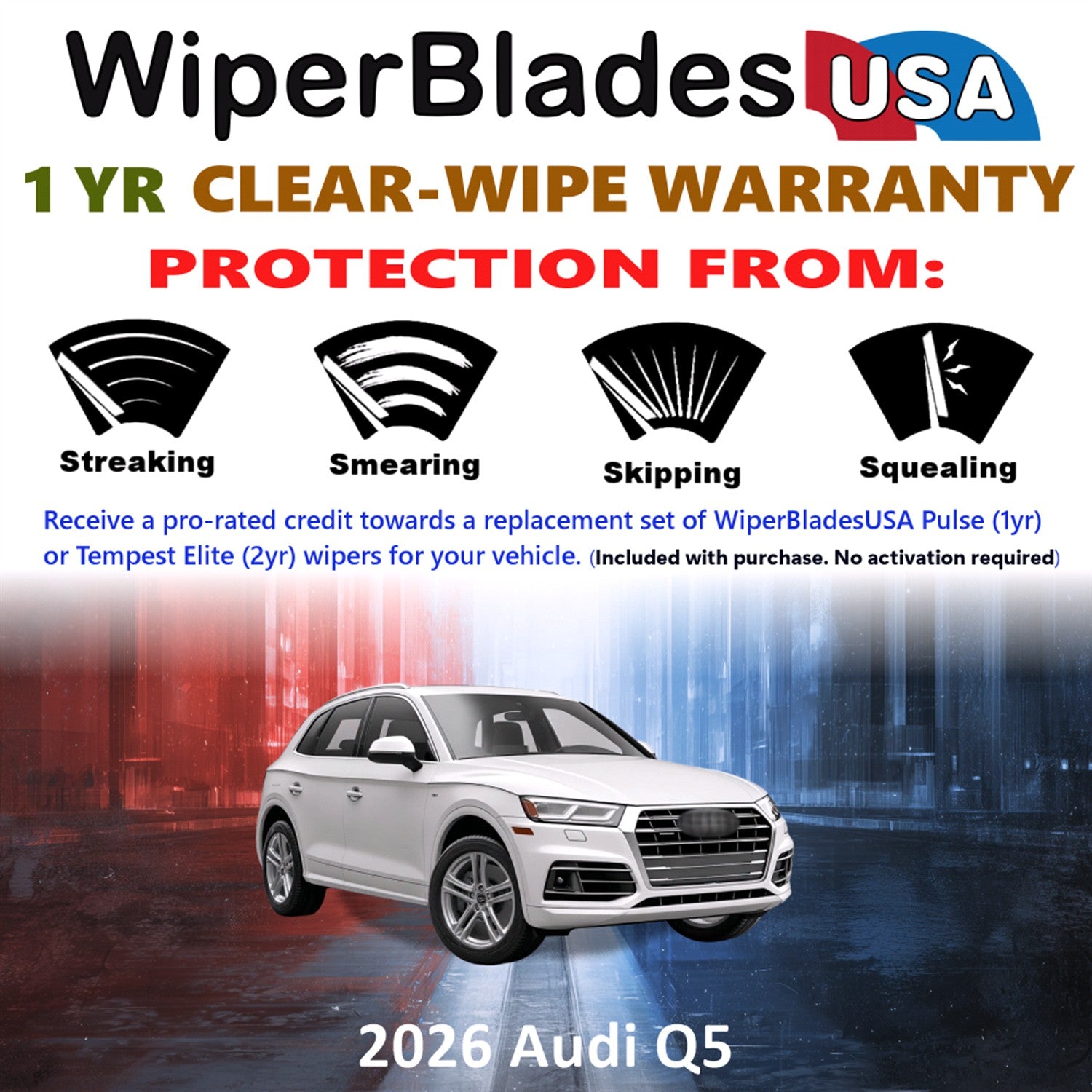 2026 Audi Q5 Front Wiper blades Set Includes 1yr Wear Warranty & Free Delivery