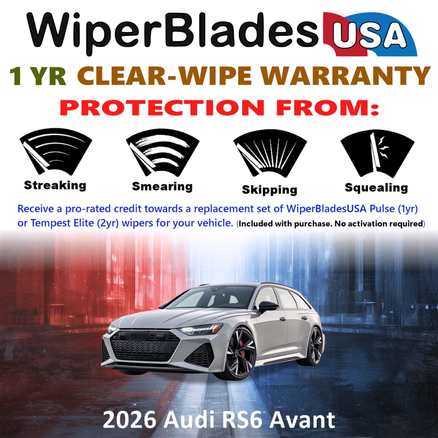 2026 Audi RS6 Avant Front Wiper blades Set Includes 1yr Wear Warranty & Free Delivery