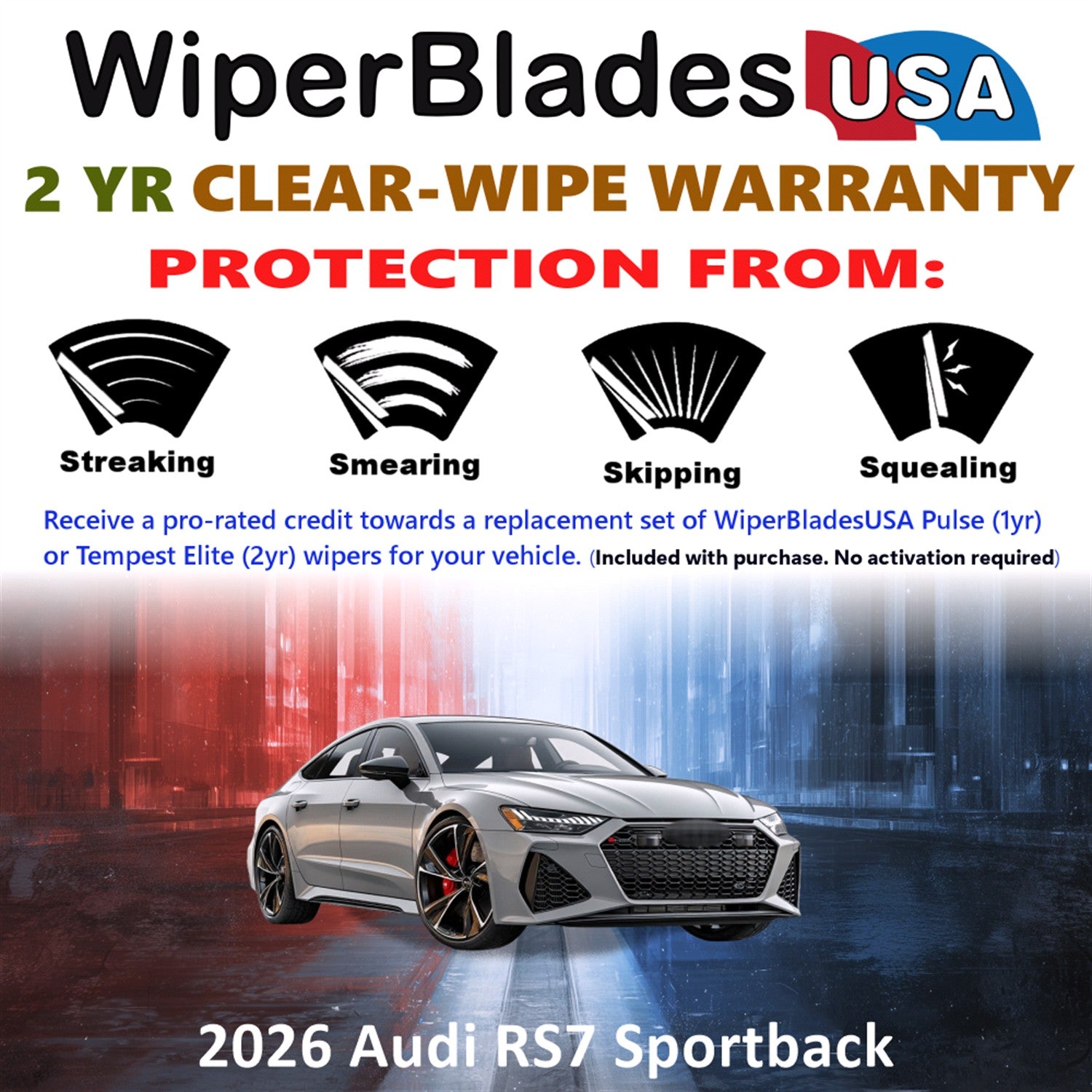 2026 Audi RS7 Sportback Front Wiper blades Set  Includes 2yr Wear Warranty & Free Delivery