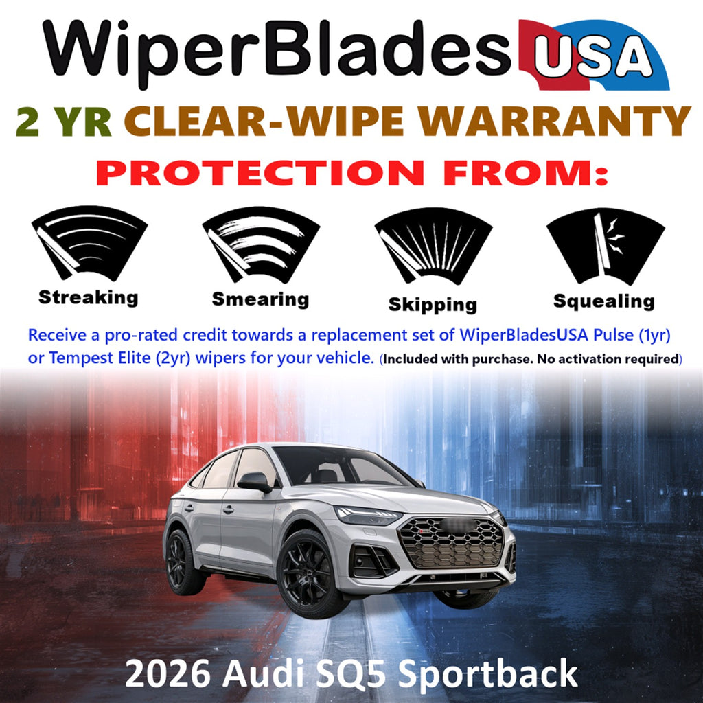 2026 Audi SQ5 Sportback Front Wiper blades Set  Includes 2yr Wear Warranty & Free Delivery