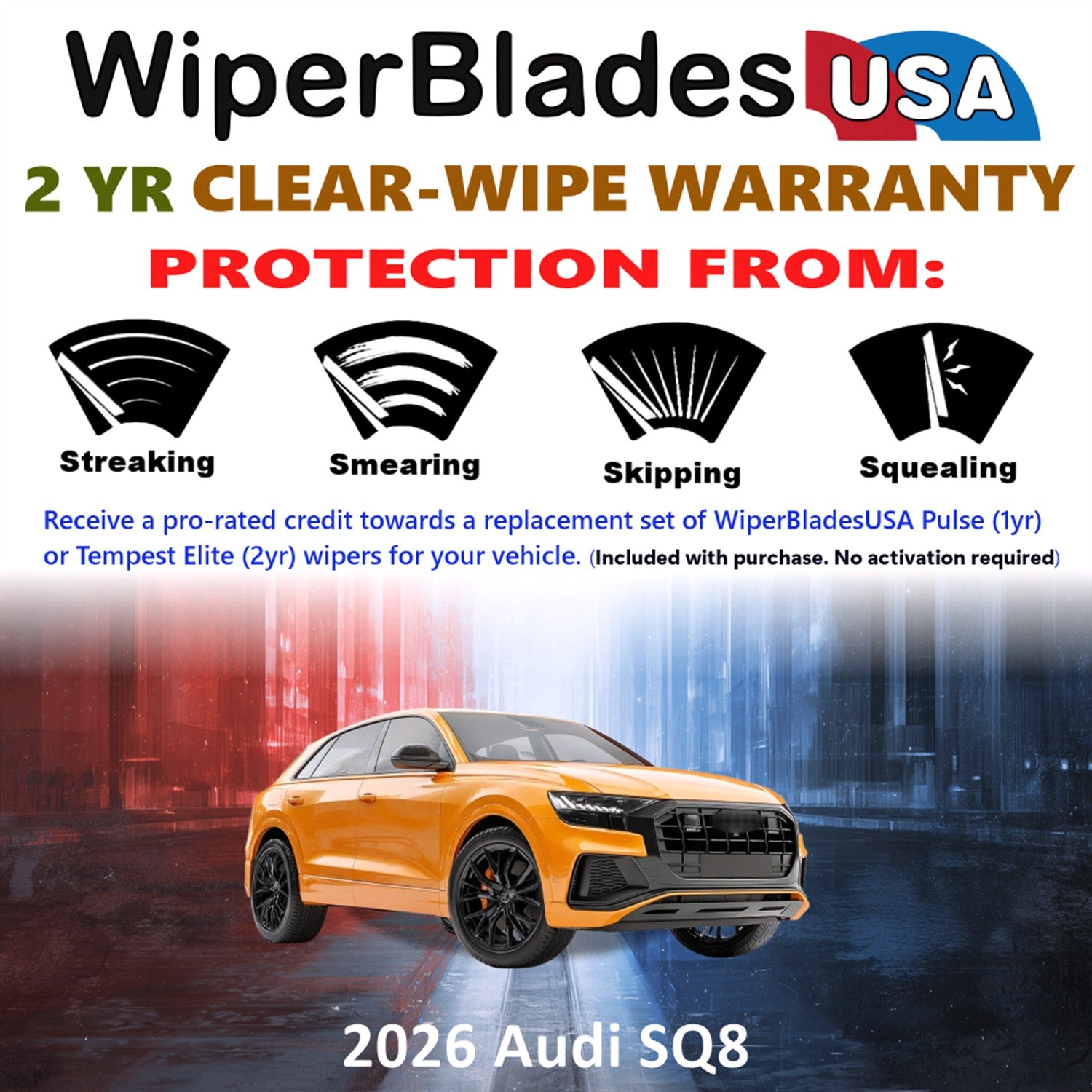 2026 Audi SQ8 Front Wiper blades Set  Includes 2yr Wear Warranty & Free Delivery