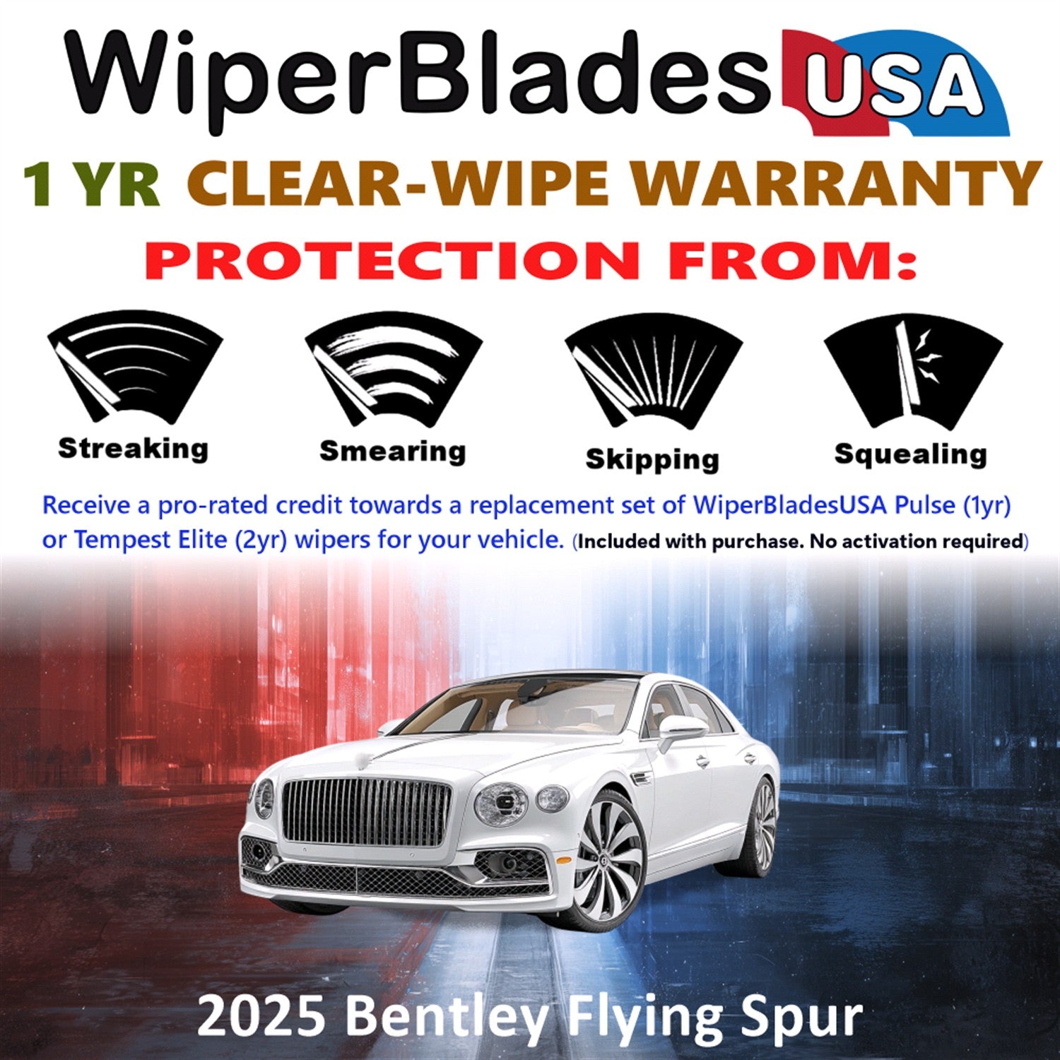 2025 Bentley Flying Spur Front Wiper blades Set Includes 1yr Wear Warranty & Free Delivery