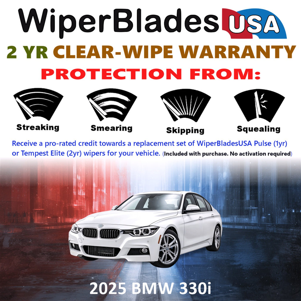 2025 BMW 330i Front Wiper blades Set  Includes 2yr Wear Warranty & Free Delivery