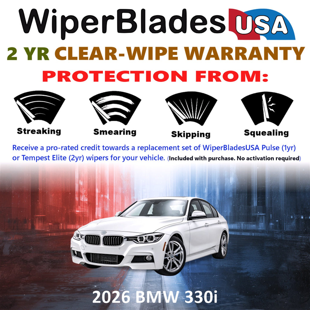 2026 BMW 330i Front Wiper blades Set  Includes 2yr Wear Warranty & Free Delivery