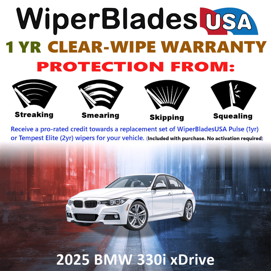 2025 BMW 330i xDrive Front Wiper blades Set Includes 1yr Wear Warranty & Free Delivery