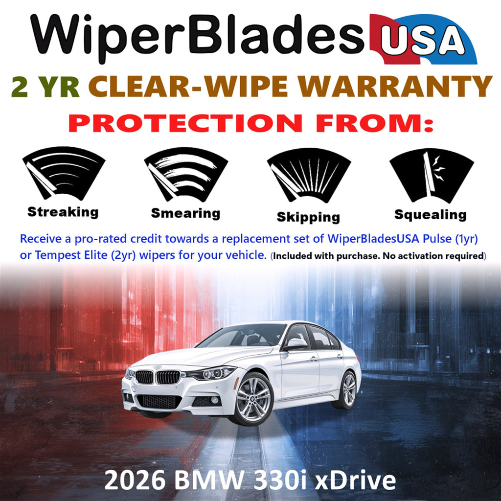 2026 BMW 330i xDrive Front Wiper blades Set  Includes 2yr Wear Warranty & Free Delivery