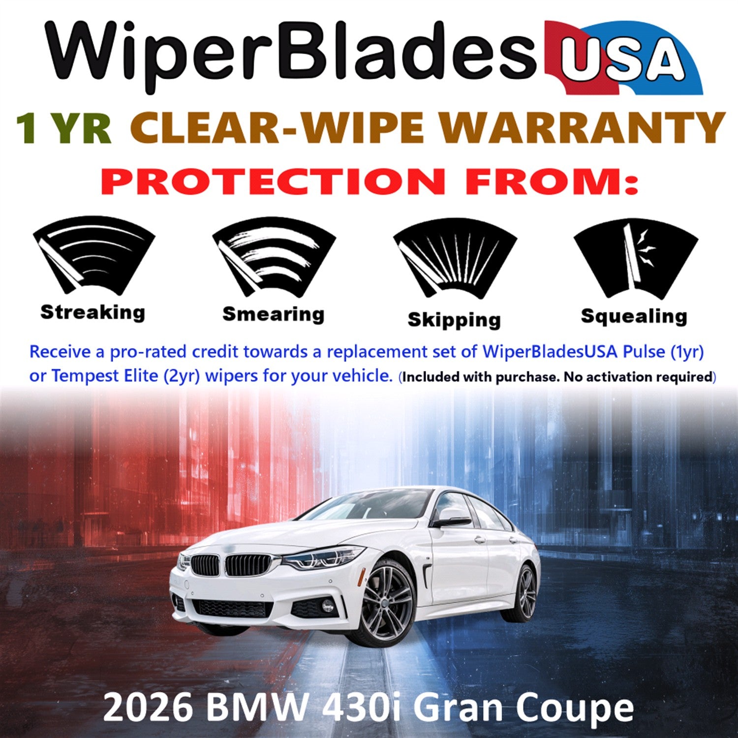 2026 BMW 430i Gran Coupe Front Wiper blades Set Includes 1yr Wear Warranty & Free Delivery