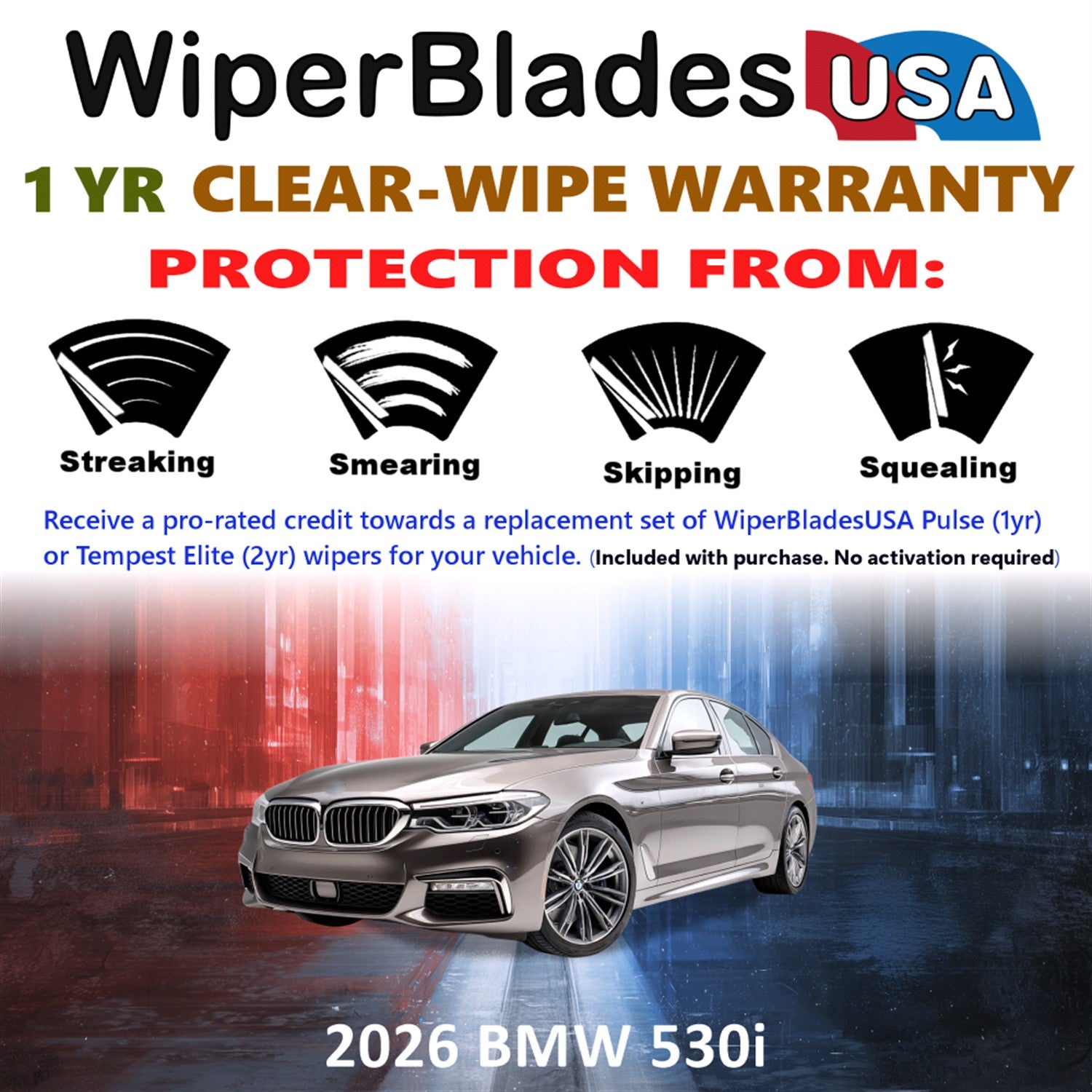 2026 BMW 530i Front Wiper blades Set Includes 1yr Wear Warranty & Free Delivery