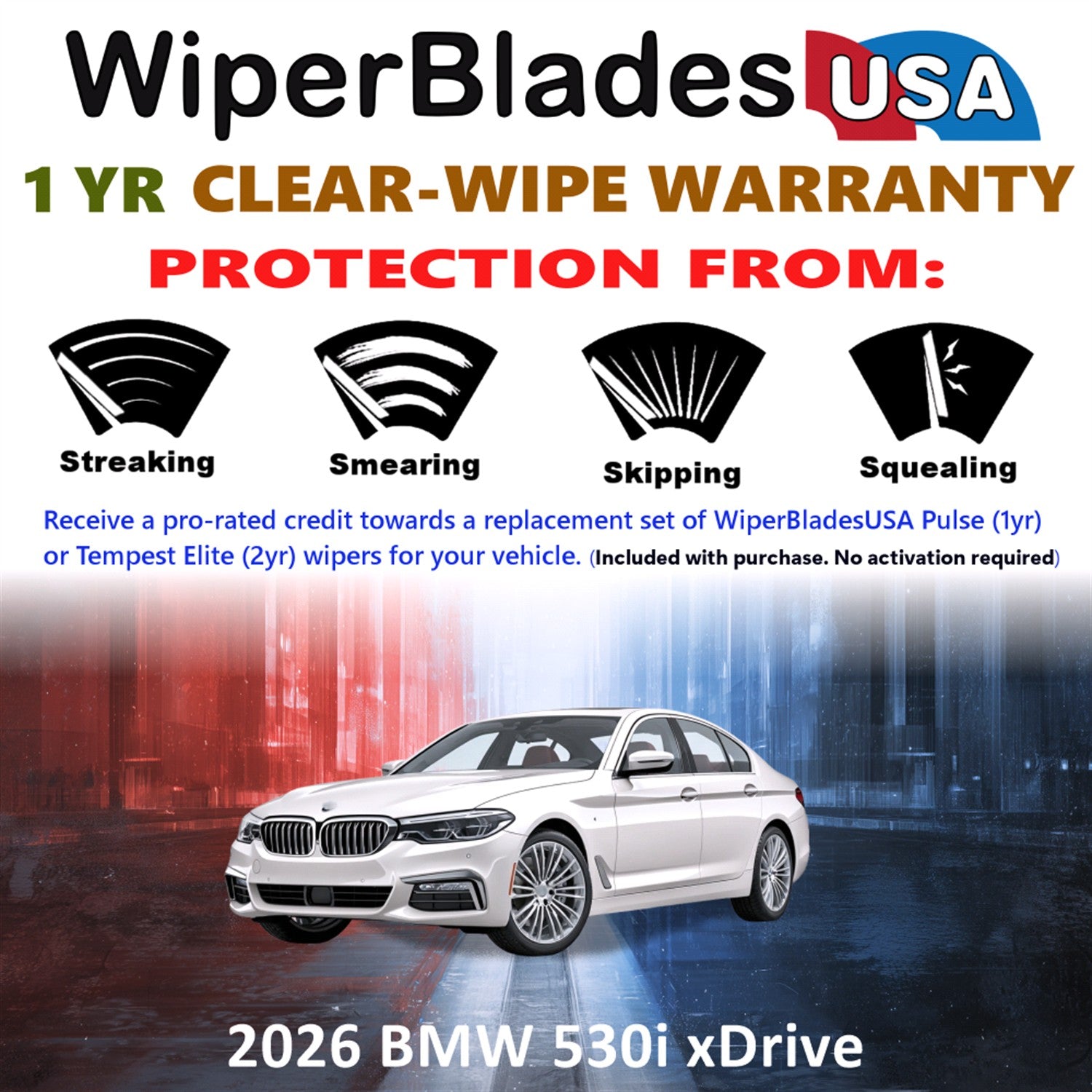 2026 BMW 530i xDrive Front Wiper blades Set Includes 1yr Wear Warranty & Free Delivery