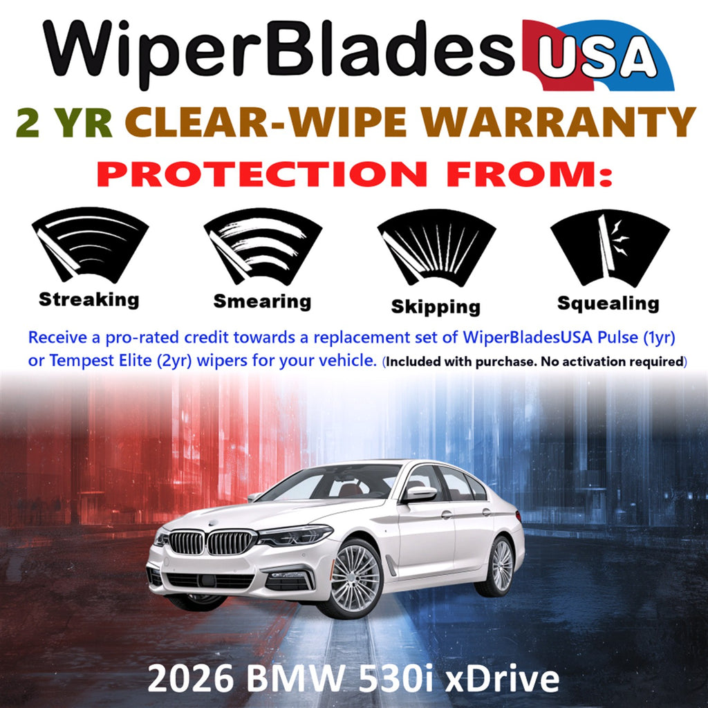 2026 BMW 530i xDrive Front Wiper blades Set  Includes 2yr Wear Warranty & Free Delivery