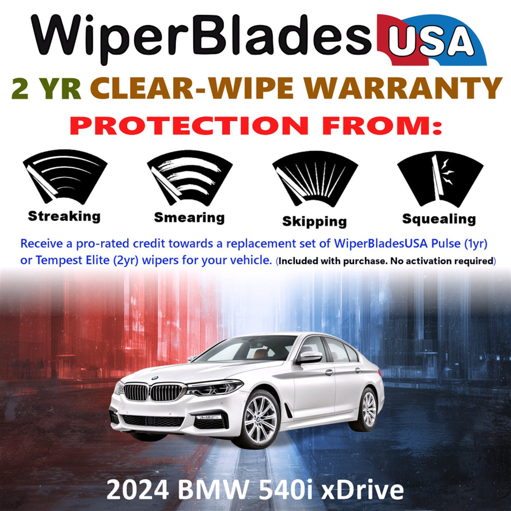 2024 BMW 540i xDrive Front Wiper blades Set  Includes 2yr Wear Warranty & Free Delivery