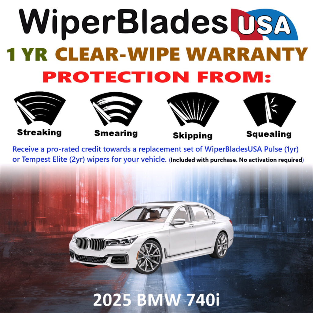 2025 BMW 740i Front Wiper blades Set Includes 1yr Wear Warranty & Free Delivery