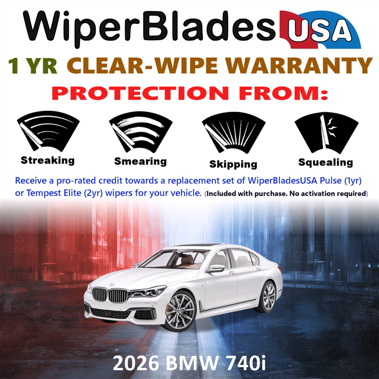 2026 BMW 740i Front Wiper blades Set Includes 1yr Wear Warranty & Free Delivery