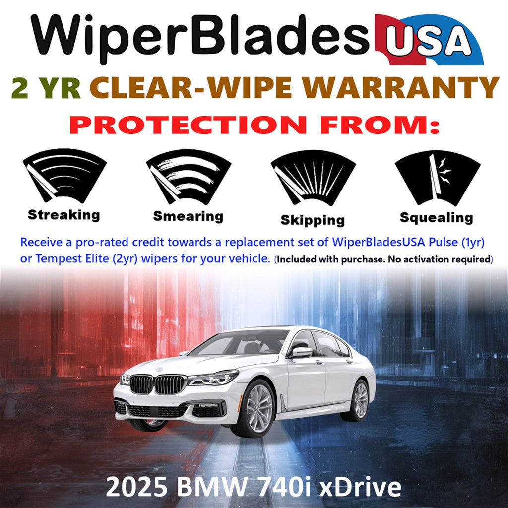 2025 BMW 740i xDrive Front Wiper blades Set  Includes 2yr Wear Warranty & Free Delivery
