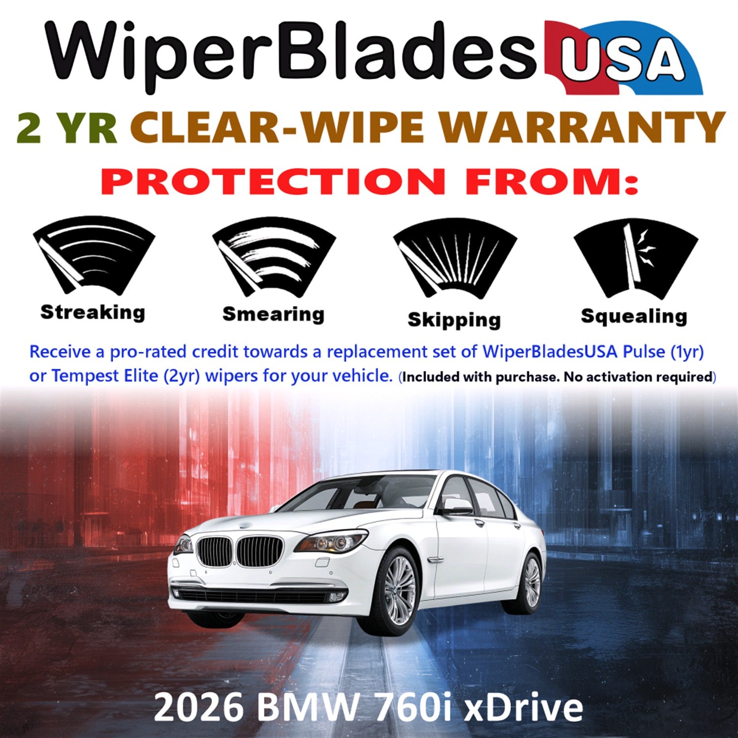 2026 BMW 760i xDrive Front Wiper blades Set  Includes 2yr Wear Warranty & Free Delivery