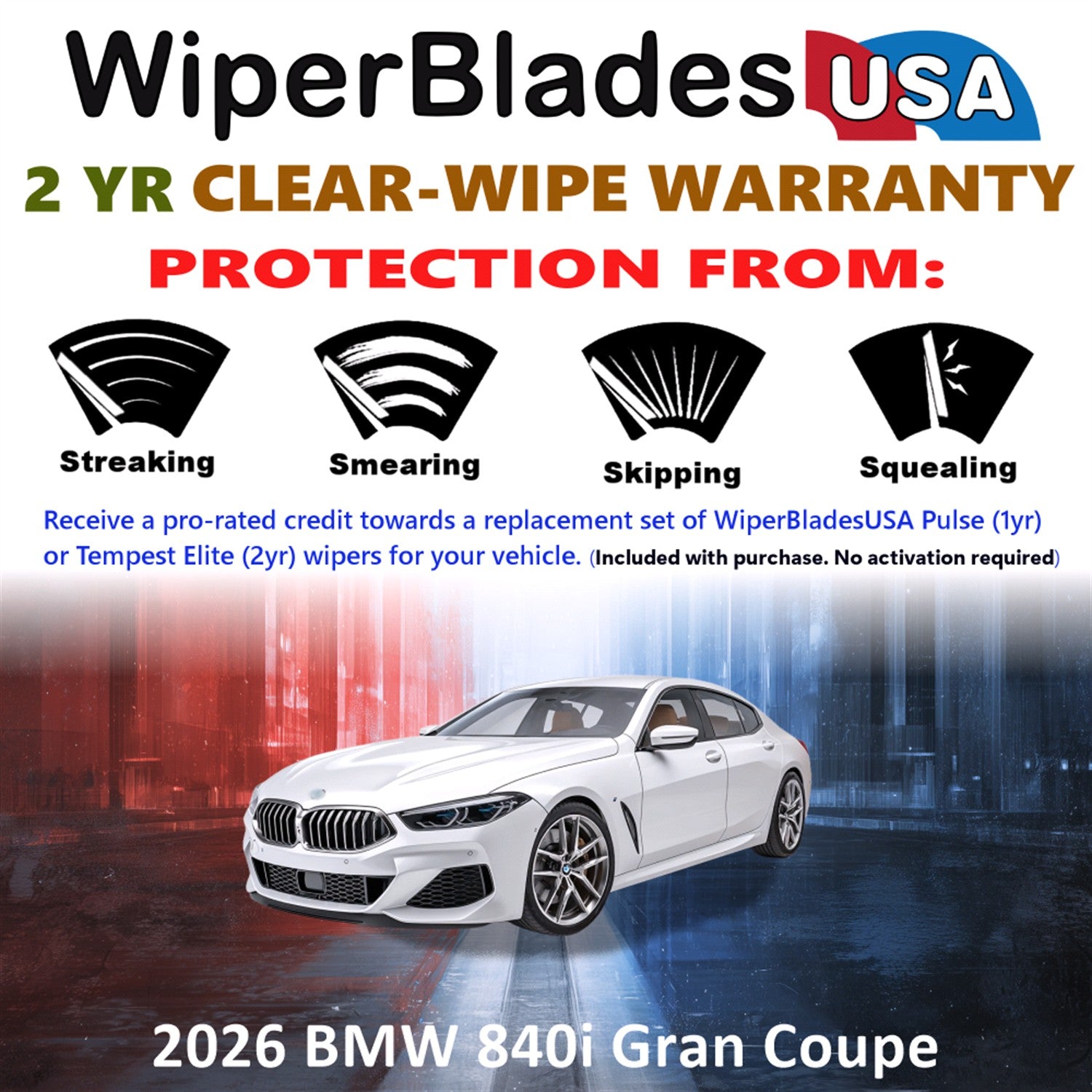 2026 BMW 840i Gran Coupe Front Wiper blades Set  Includes 2yr Wear Warranty & Free Delivery