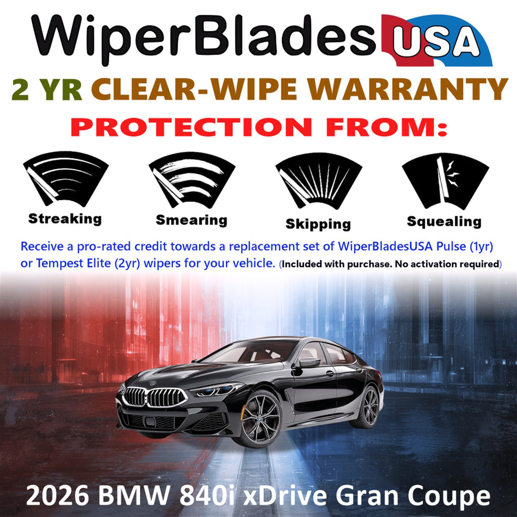 2026 BMW 840i xDrive Gran Coupe Front Wiper blades Set  Includes 2yr Wear Warranty & Free Delivery