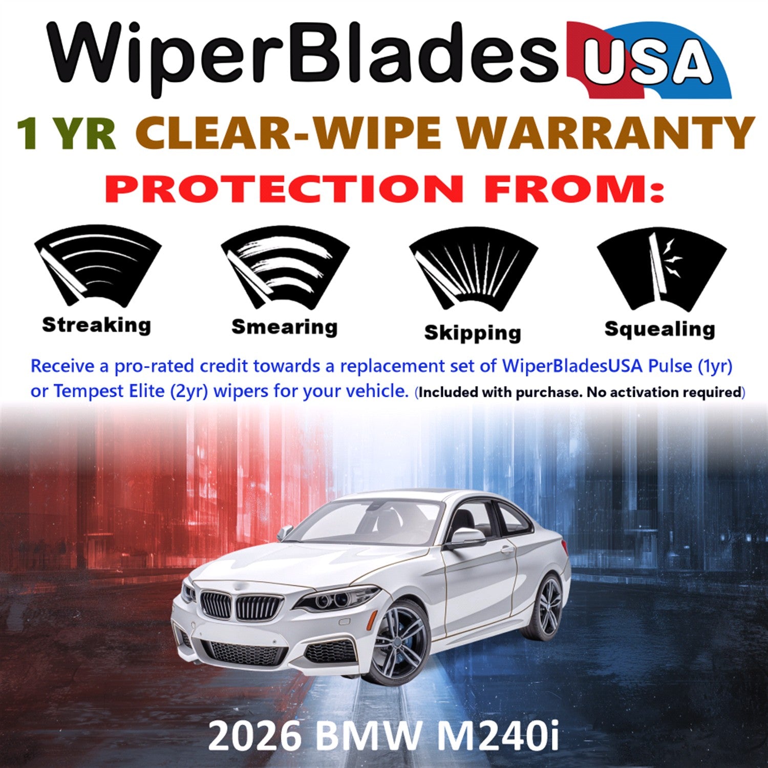 2026 BMW M240i Front Wiper blades Set Includes 1yr Wear Warranty & Free Delivery