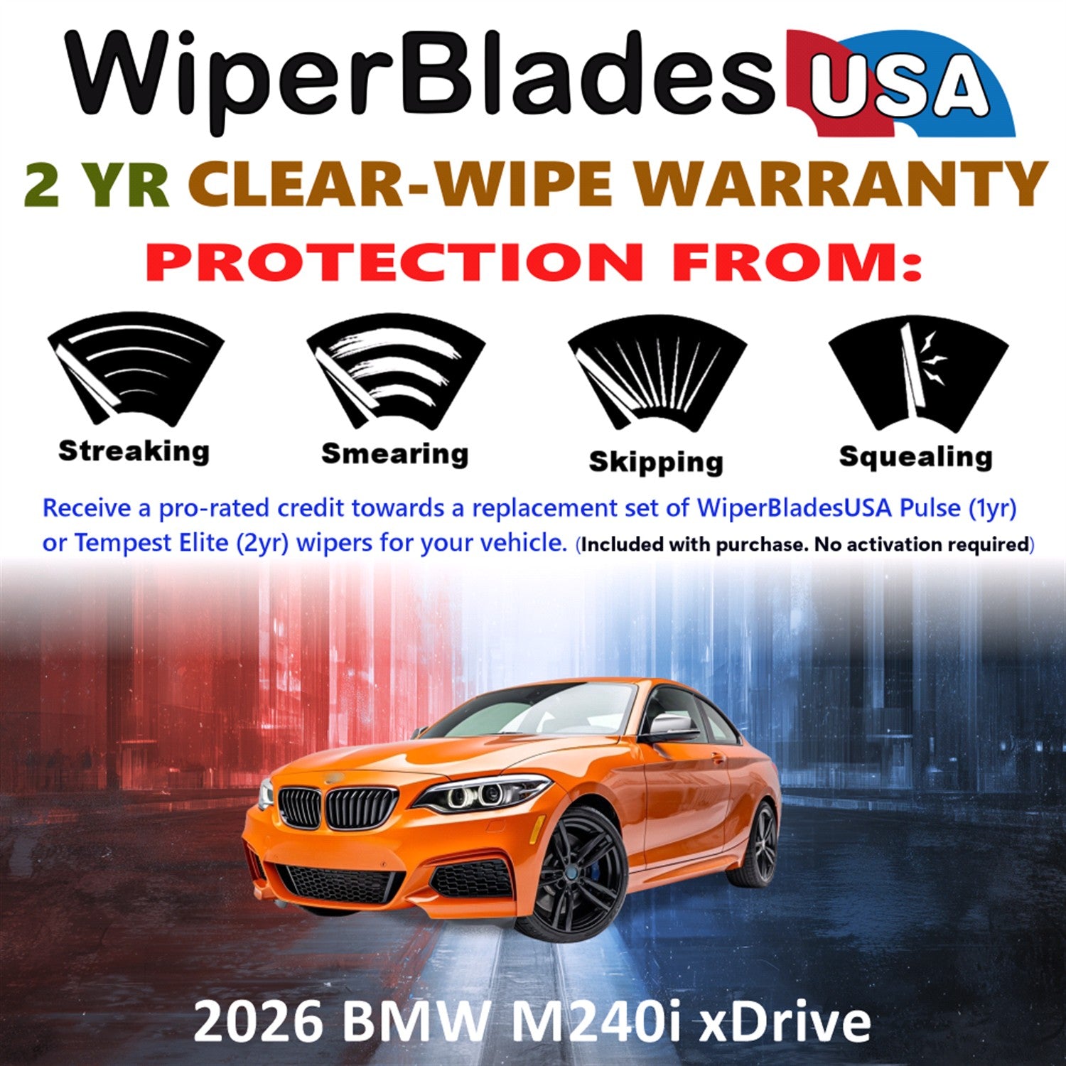 2026 BMW M240i xDrive Front Wiper blades Set  Includes 2yr Wear Warranty & Free Delivery