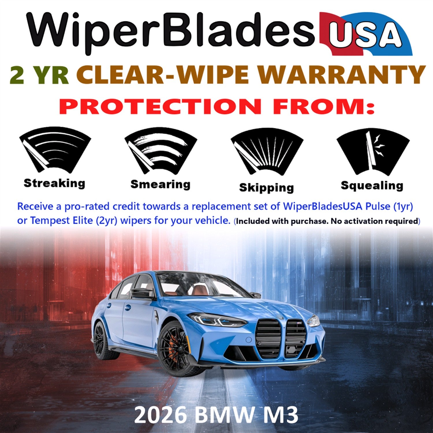 2026 BMW M3 Front Wiper blades Set  Includes 2yr Wear Warranty & Free Delivery