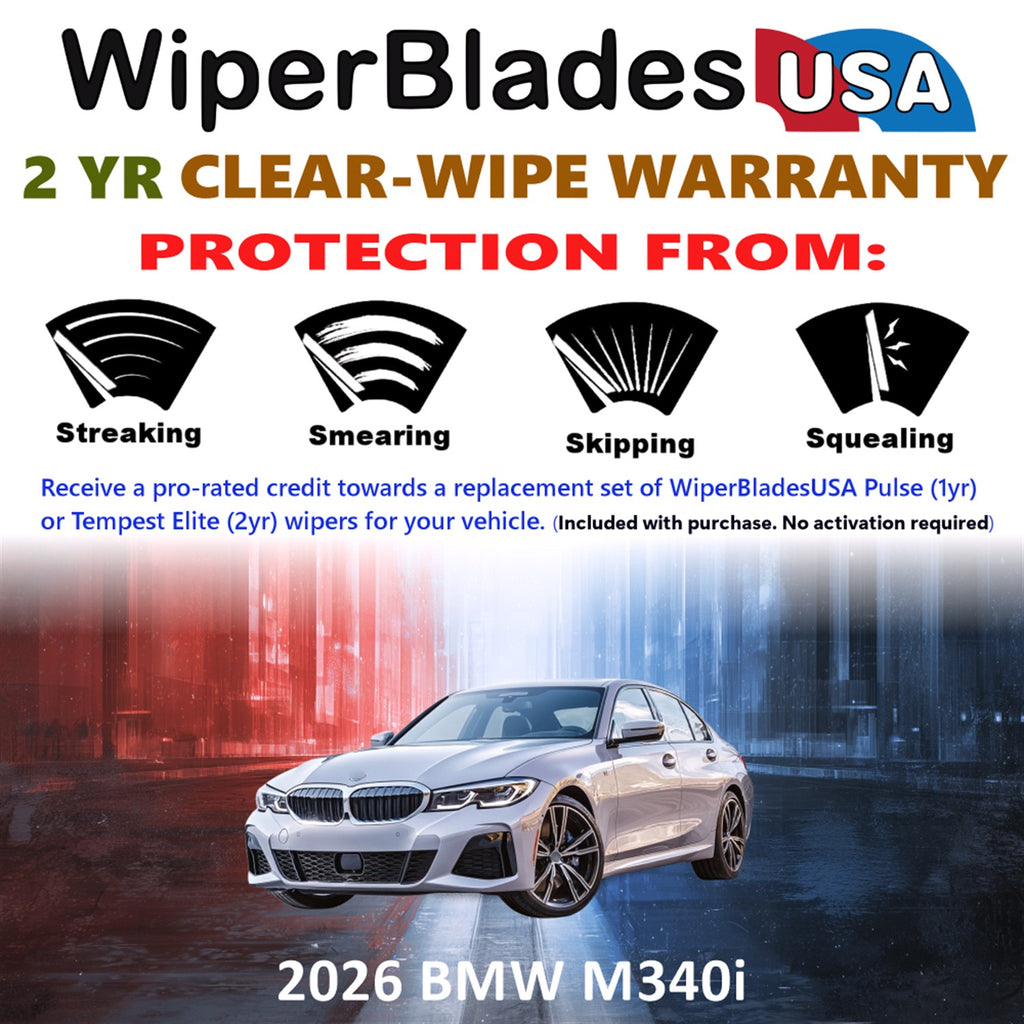 2026 BMW M340i Front Wiper blades Set  Includes 2yr Wear Warranty & Free Delivery
