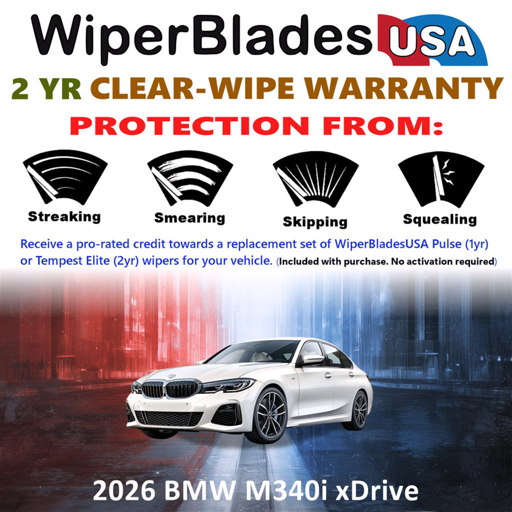 2026 BMW M340i xDrive Front Wiper blades Set  Includes 2yr Wear Warranty & Free Delivery