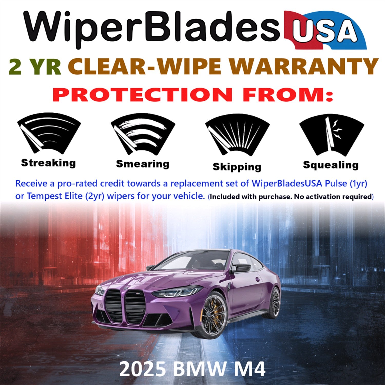 2025 BMW M4 Front Wiper blades Set  Includes 2yr Wear Warranty & Free Delivery