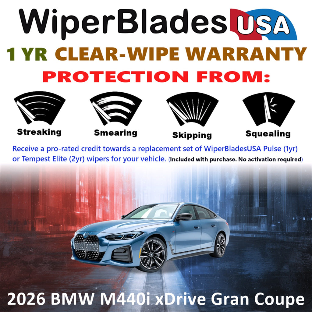 2026 BMW M440i xDrive Gran Coupe Front Wiper blades Set Includes 1yr Wear Warranty & Free Delivery