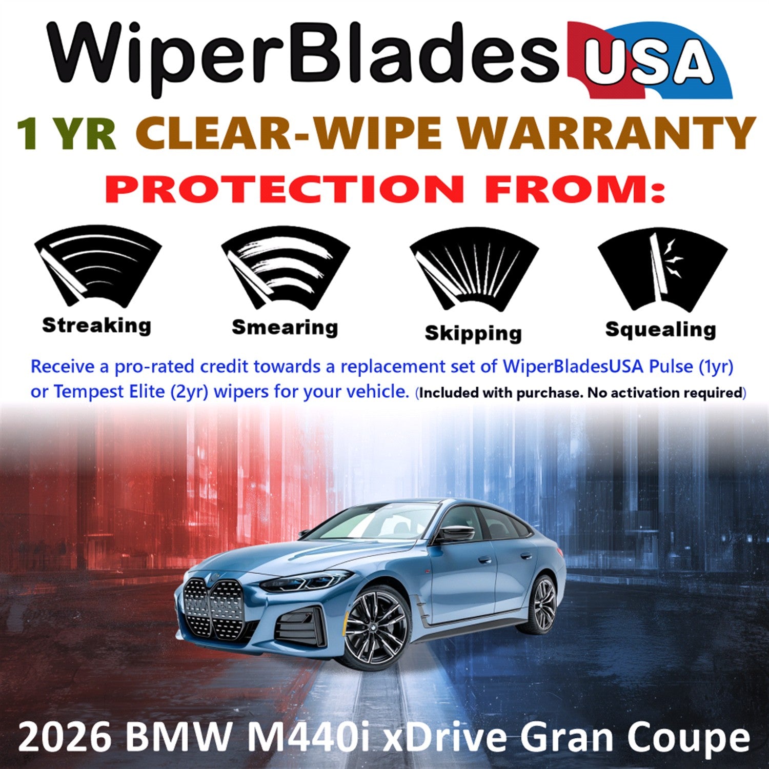 2026 BMW M440i xDrive Gran Coupe Front Wiper blades Set Includes 1yr Wear Warranty & Free Delivery