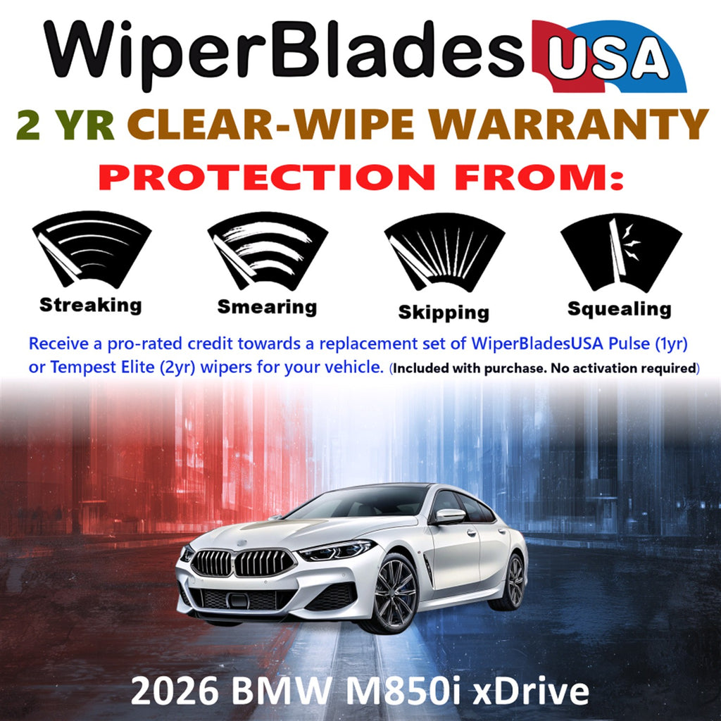 2026 BMW M850i xDrive Front Wiper blades Set  Includes 2yr Wear Warranty & Free Delivery