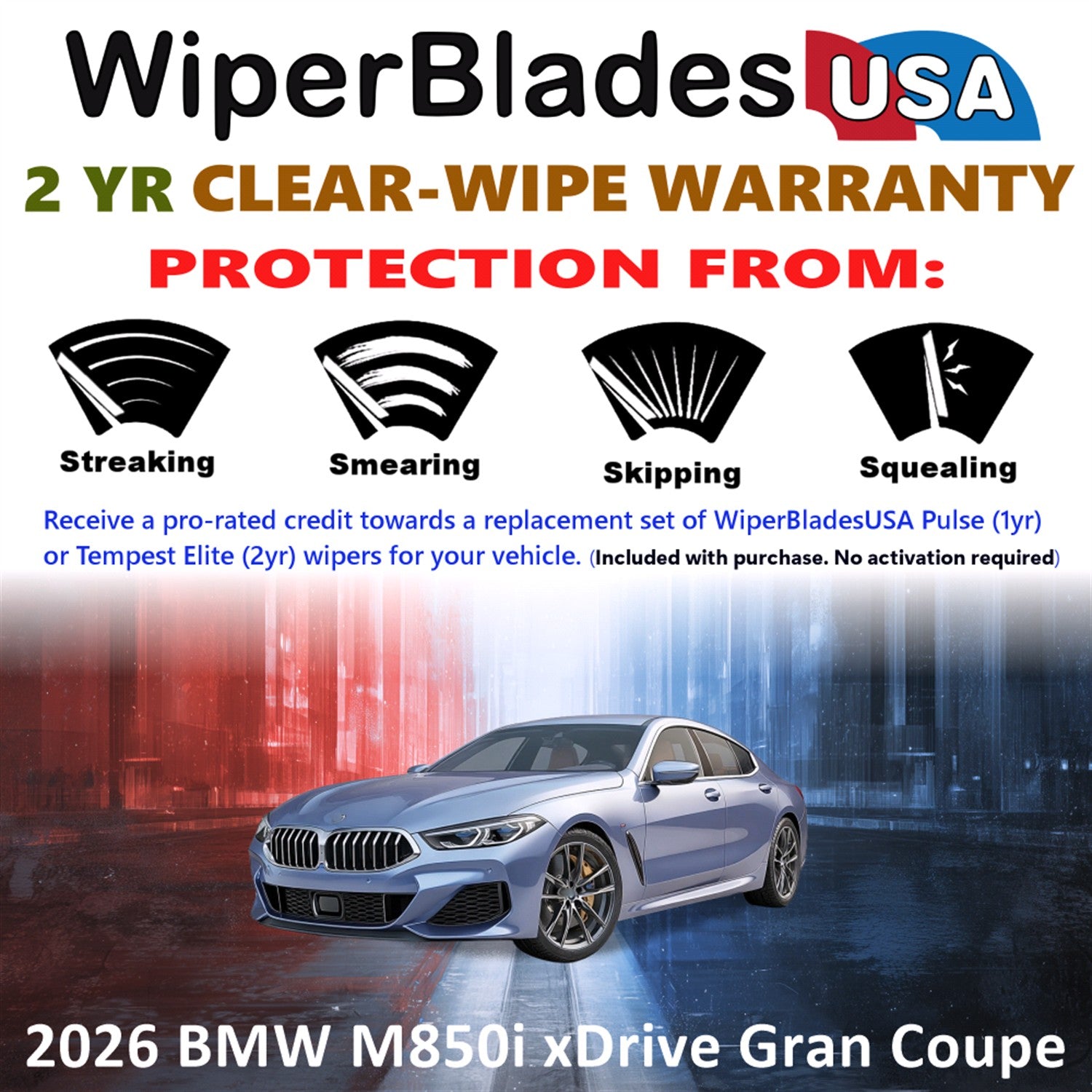 2026 BMW M850i xDrive Gran Coupe Front Wiper blades Set  Includes 2yr Wear Warranty & Free Delivery