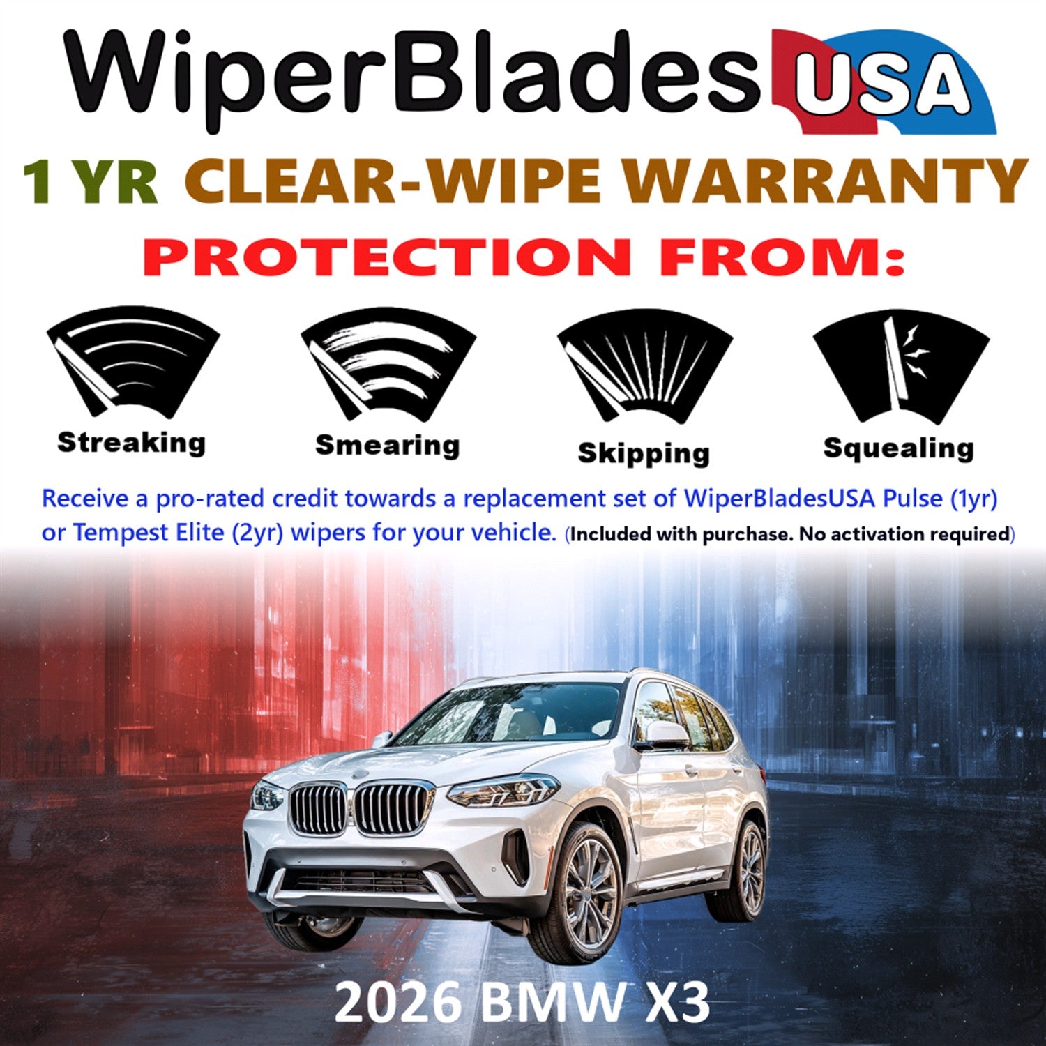 2026 BMW X3 Front Wiper blades Set Includes 1yr Wear Warranty & Free Delivery