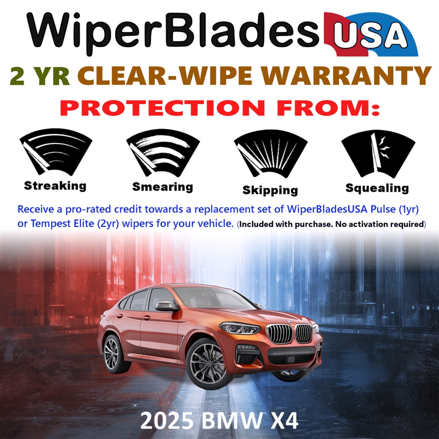2025 BMW X4 Front Wiper blades Set  Includes 2yr Wear Warranty & Free Delivery