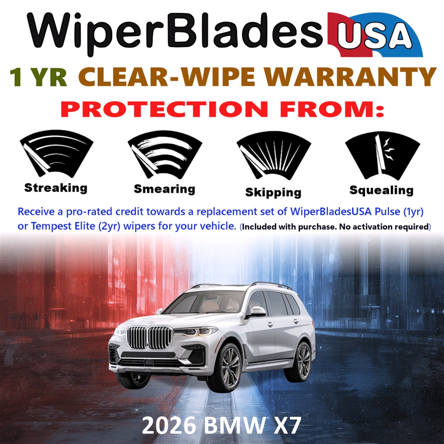 2026 BMW X7 Front Wiper blades Set Includes 1yr Wear Warranty & Free Delivery