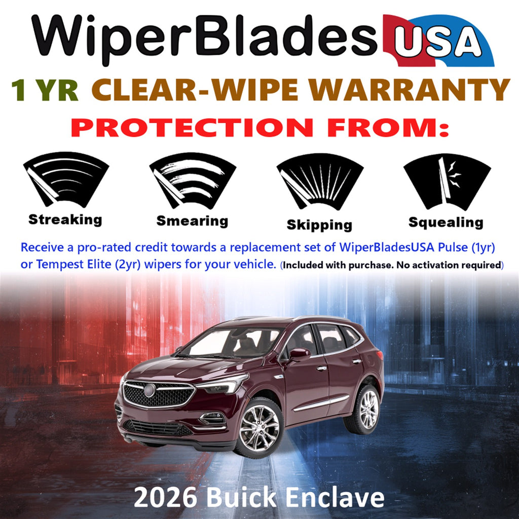 2026 Buick Enclave Front w/Rear Wiper blades Set Includes 1yr Wear Warranty & Free Delivery